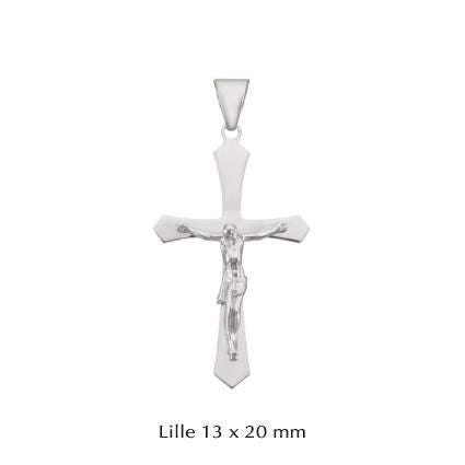 Korsvedhæng med Jesus i rhodineret sølv fra BNH Small (13 x 20 mm)